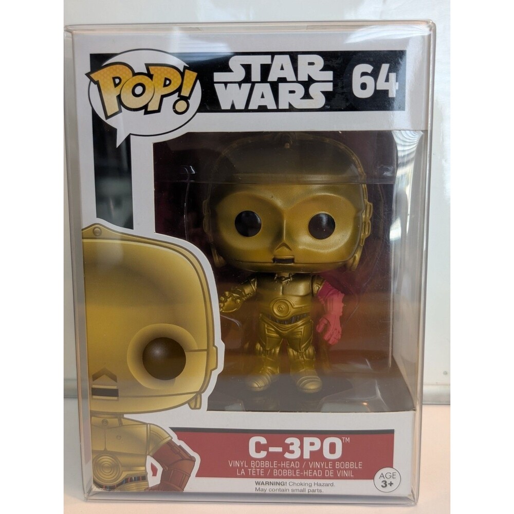 Funko Pop 64 Star Wars C-3PO with Red Glove NIB mint in plastic protective case